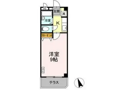 ニューエクセル三宅 F(1K/1階)の間取り写真