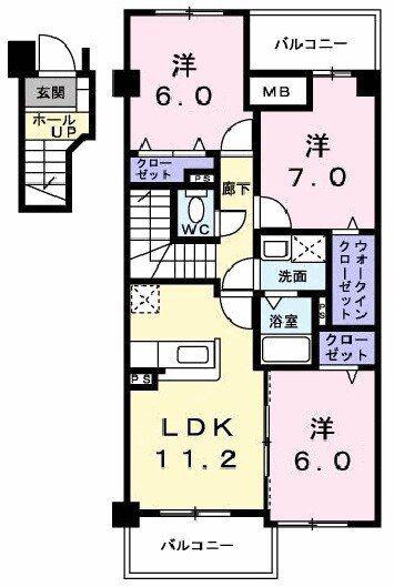 ビサイド・スリー(3LDK/2階)の間取り写真