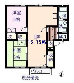 パティオ21(2LDK/1階)の間取り写真