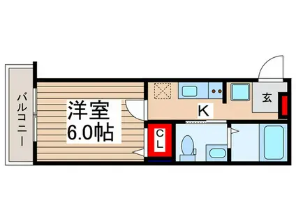 ウエストガーデンふじみ野(1K/2階)の間取り写真