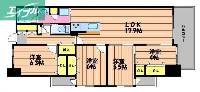 PIER倉敷(4LDK/3階)の間取り写真