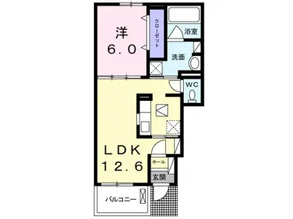 ラルーチェI(1LDK/1階)の間取り写真