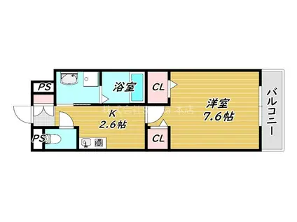 ヒカルサ堺市文珠橋通I(1K/1階)の間取り写真