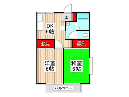 サンハイム丸山(2DK/2階)の間取り写真