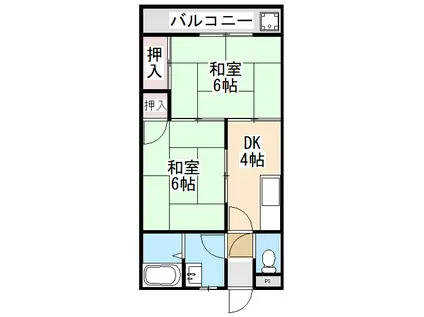 シティ赤坂(2K/3階)の間取り写真