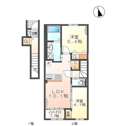 SUNMARINA (2LDK/2階)の間取り写真