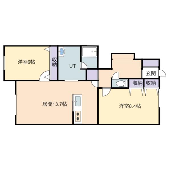 なよろマンション2(2LDK/1階)の間取り写真