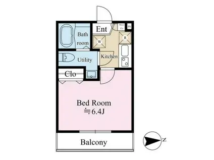 テラス戸越公園(1K/2階)の間取り写真