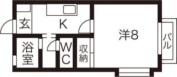 グリシーヌ(1K/1階)の間取り写真