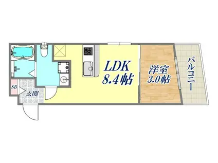 FLOWER GARDEN KOBE(1LDK/2階)の間取り写真