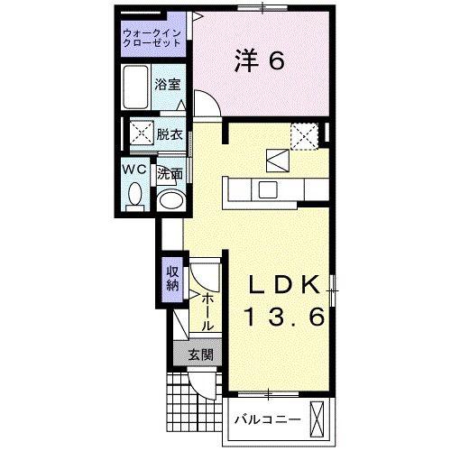 ポルタ カローレ(1LDK/1階)の間取り写真