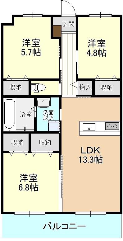 ひだまりレジデンスII(3LDK/2階)の間取り写真