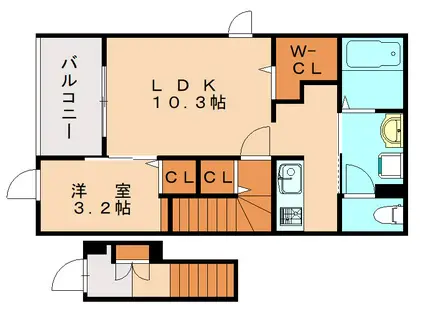 ボン シャオンスII(1LDK/2階)の間取り写真