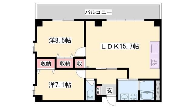 ラベンダー(2LDK/2階)の間取り写真