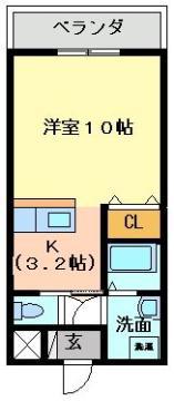 アビーロード(1K/3階)の間取り写真