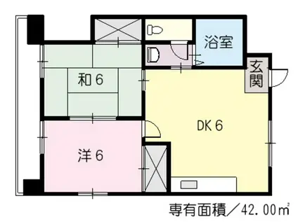 コーポピスガ(2DK/2階)の間取り写真