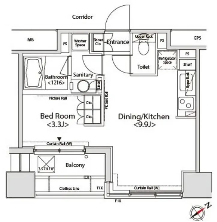 カスタリア目黒かむろ坂 2階階 間取り