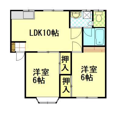 プロローグSHINOBUII(2LDK/2階)の間取り写真