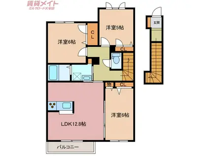 雪月花E棟(3LDK/2階)の間取り写真