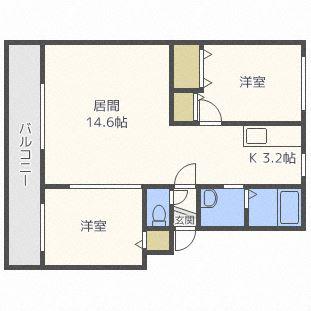 パークハイツH(2LDK/1階)の間取り写真