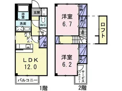 プラティークA(2LDK/1階)の間取り写真