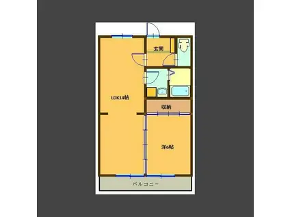 国分中央ビル(1LDK/3階)の間取り写真