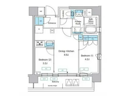 プレディアコート三軒茶屋(2DK/5階)の間取り写真