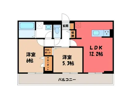 D-ROOM浜尻町(2LDK/1階)の間取り写真