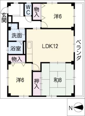 マーベラス栄和 B棟(3LDK/4階)の間取り写真