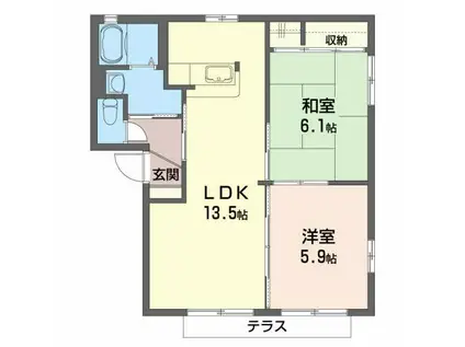 クールシエル(2LDK/1階)の間取り写真