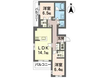 ヒルズスカイガーデン(2LDK/2階)の間取り写真