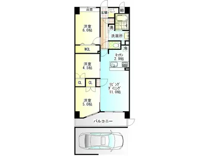 サンクレイドル小田原(3LDK/1階)の間取り写真