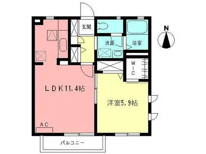 ブリリアD(1LDK/1階)の間取り写真