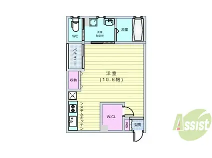 エミネンス蛍池(ワンルーム/2階)の間取り写真