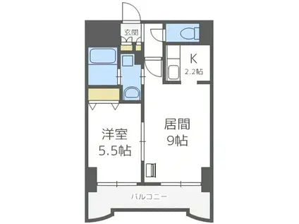 ティアラ資生館(1LDK/11階)の間取り写真