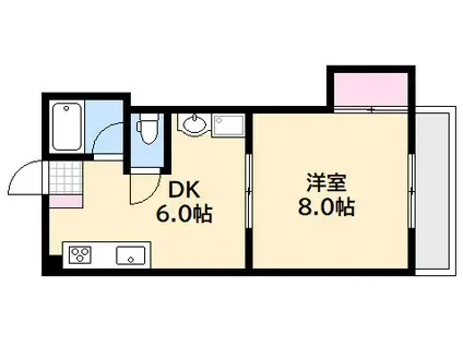 西尾ビル(1DK/3階)の間取り写真