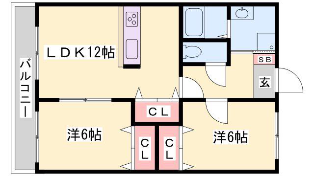 プレイン野里(2LDK/1階)の間取り写真