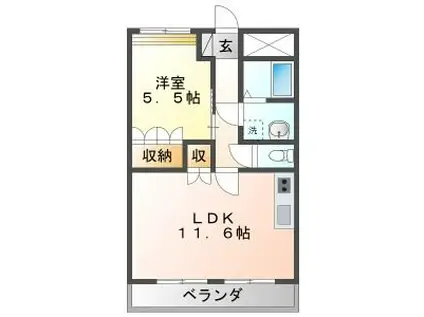 RAINBOW BOSS(1LDK/3階)の間取り写真