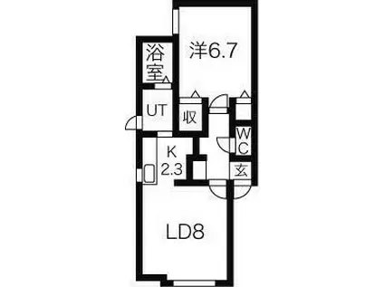 コンフォート中の島V(1LDK/2階)の間取り写真