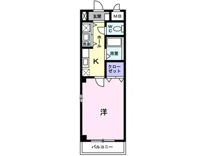 カーサ ヴェルデ(1K/2階)の間取り写真