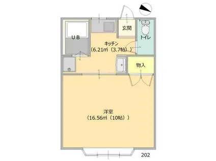 富岡アークヒルズ(1K/2階)の間取り写真