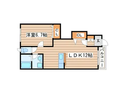 ルミエール・エス(1LDK/1階)の間取り写真