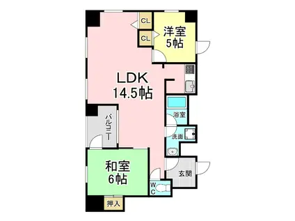 門司港レトロハイマート(2LDK/12階)の間取り写真