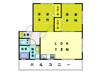 コンフレール弐番館(2LDK/2階)の間取り写真