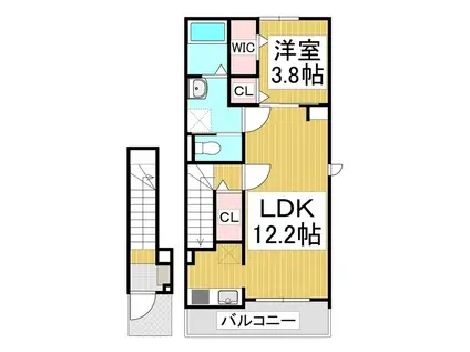 ラ フェリーチェ 篠ノ井(1LDK/2階)の間取り写真