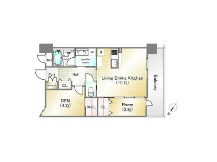 GENOVIA神戸新開地駅前(1SLK/15階)の間取り写真