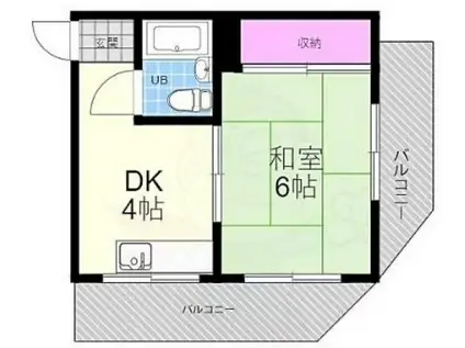 エステートショーヂNO2(1DK/4階)の間取り写真