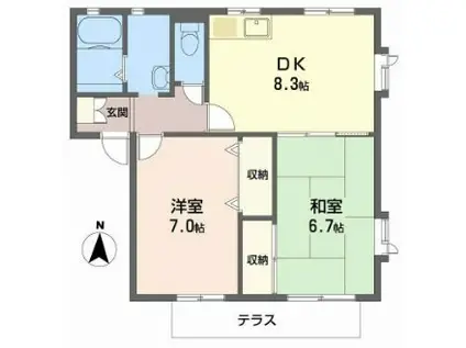 エーディハイツ(2DK/2階)の間取り写真