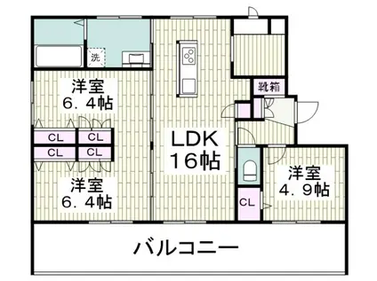 MOANA(3LDK/3階)の間取り写真