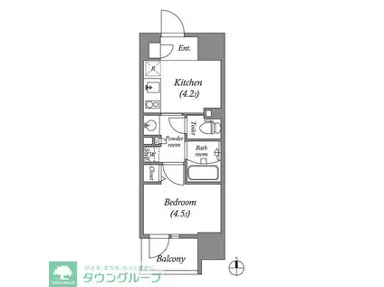 コスモグラシア三ノ輪(1K/14階)の間取り写真